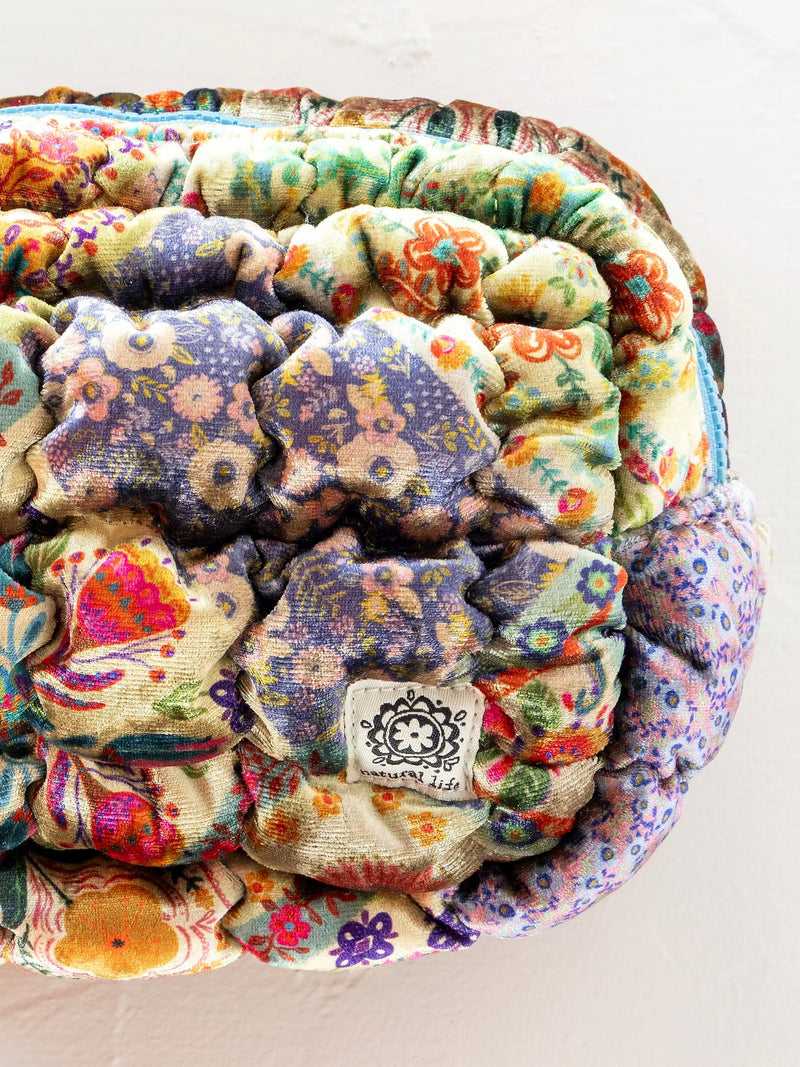 Natural Life® Dana Velvet Puffy Pouch - Dana Velvet Puffy Pouch - Mandala Folk Patchwork