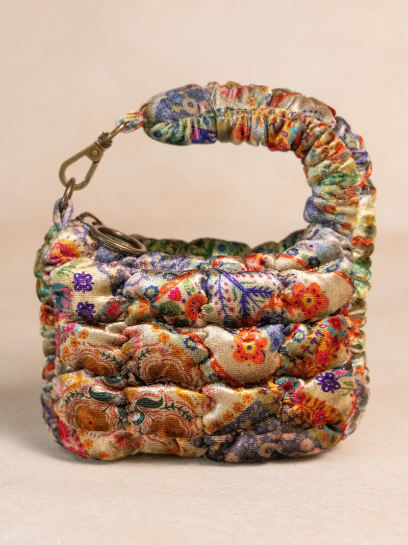Natural Life® Puffy Velvet Mini Clip-On Pouch - Mandala Folk Patchwork