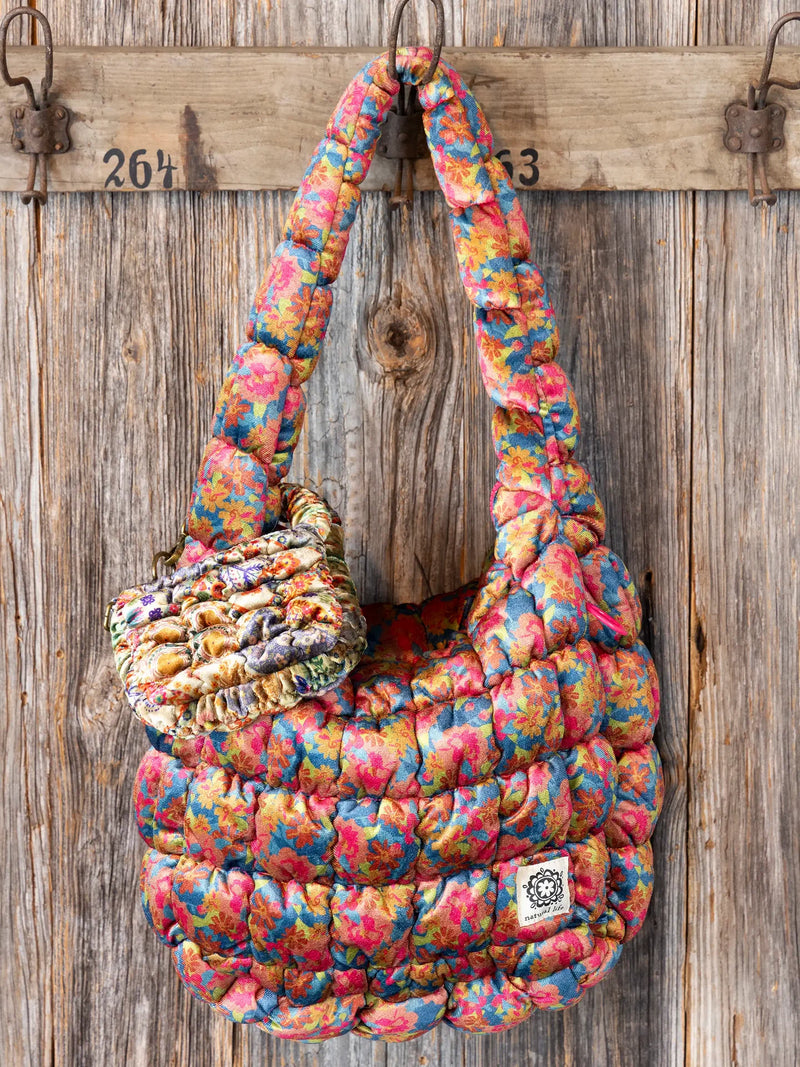 Natural Life® Puffy Velvet Mini Clip-On Pouch - Mandala Folk Patchwork