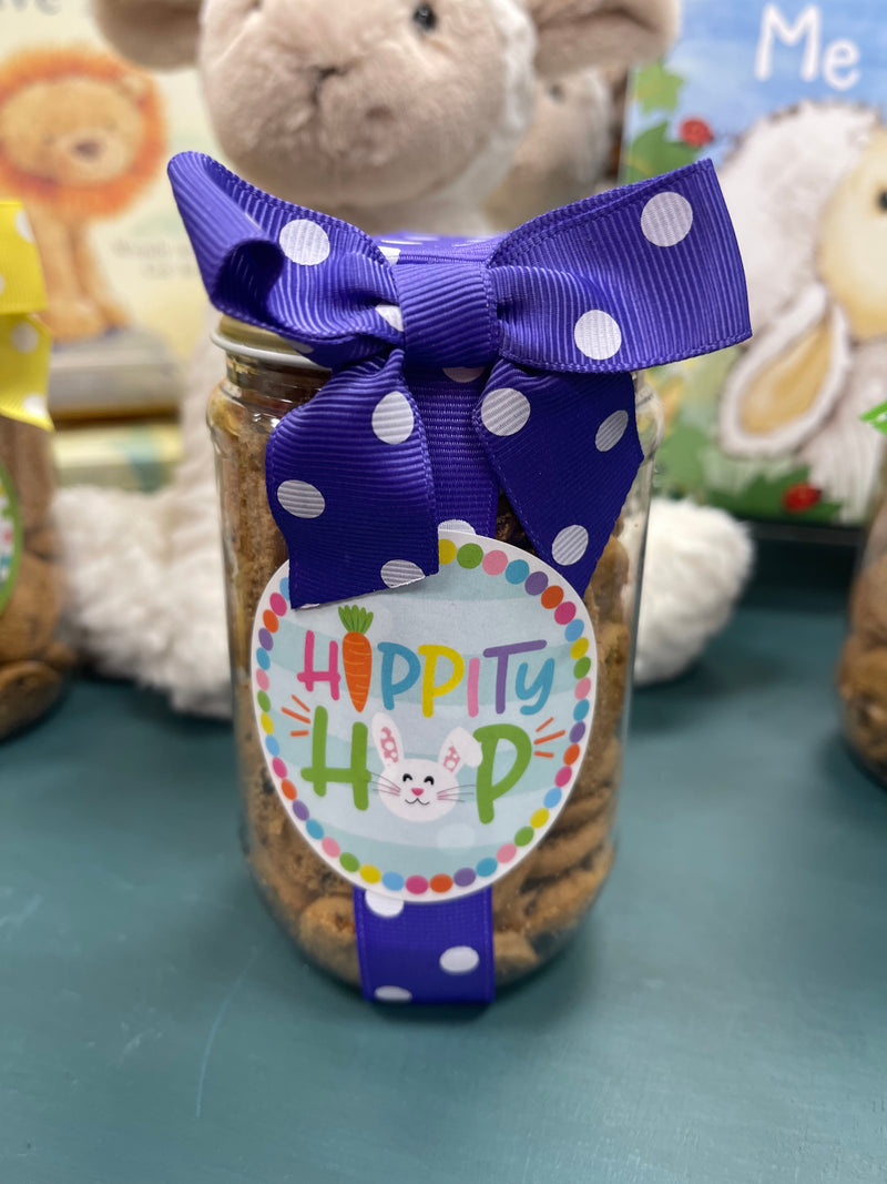 Oh, Sugar! - Cookie Pint Jars - Easter Asst #3: Chocolate Chip (assorted ribbon colors)