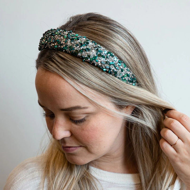 Headbands of Hope - All That Glitters Headband - Green  + Silver