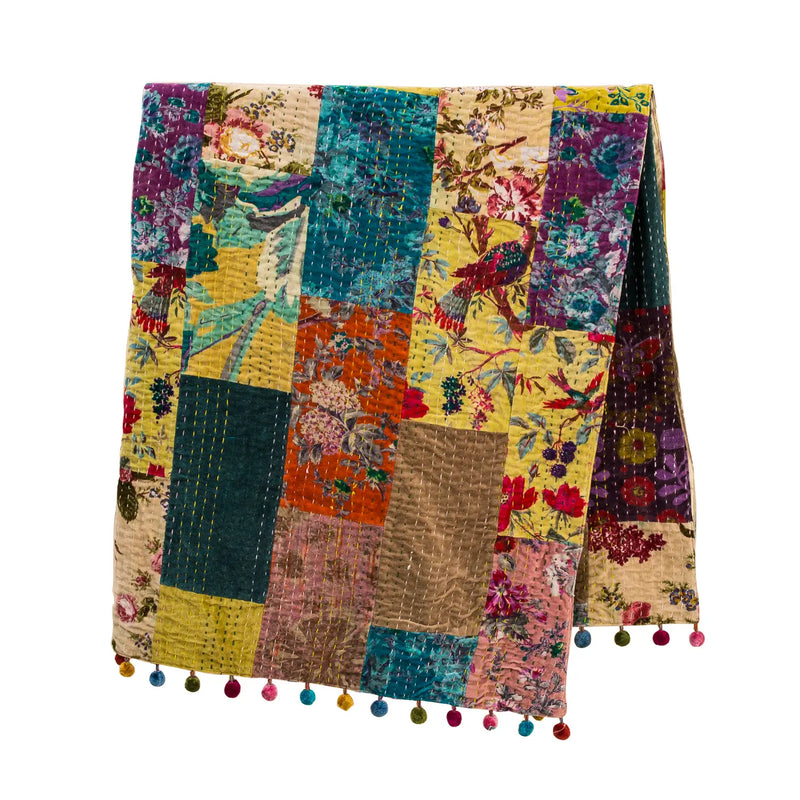 Karma Living Whimsical Velvet Patchwork Throw Anne Paige