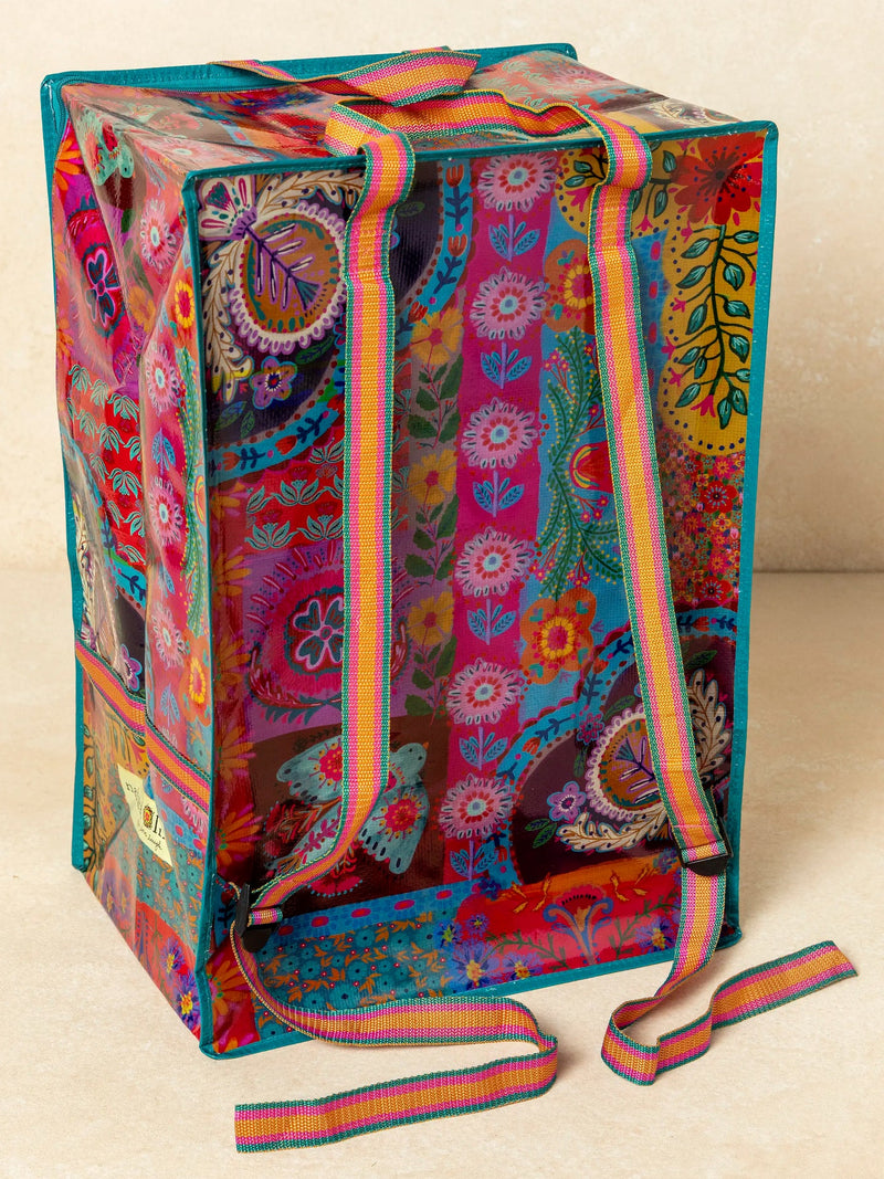 Natural Life XL Backpack Tote Bag - Magenta Patchwork