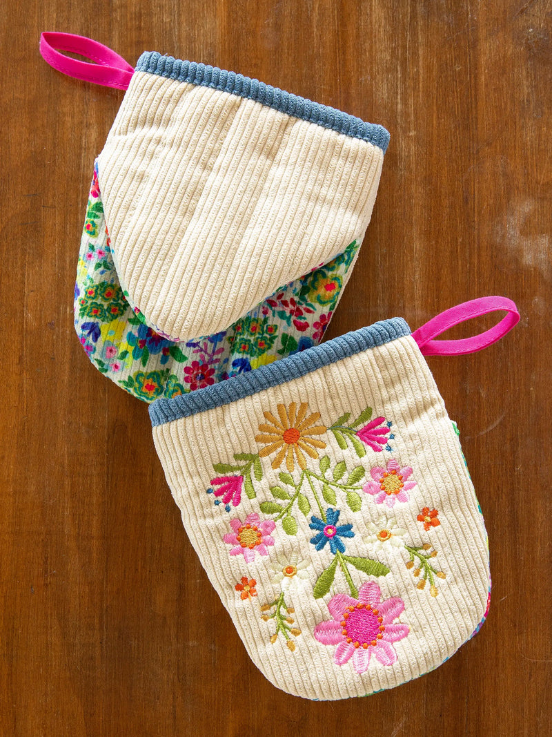 Natural Life Embroidered Mini Oven Mitt Set of 2