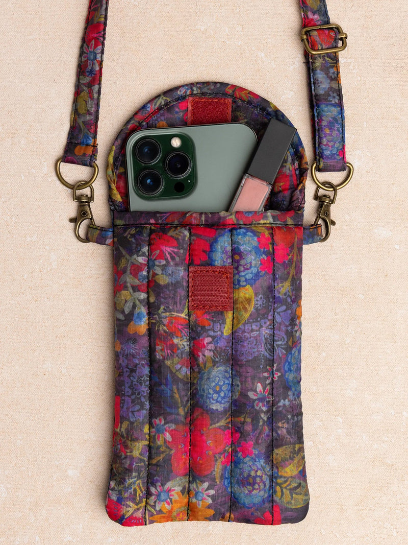 Natural Life® Puffy Phone Pouch - Dark Floral Garden