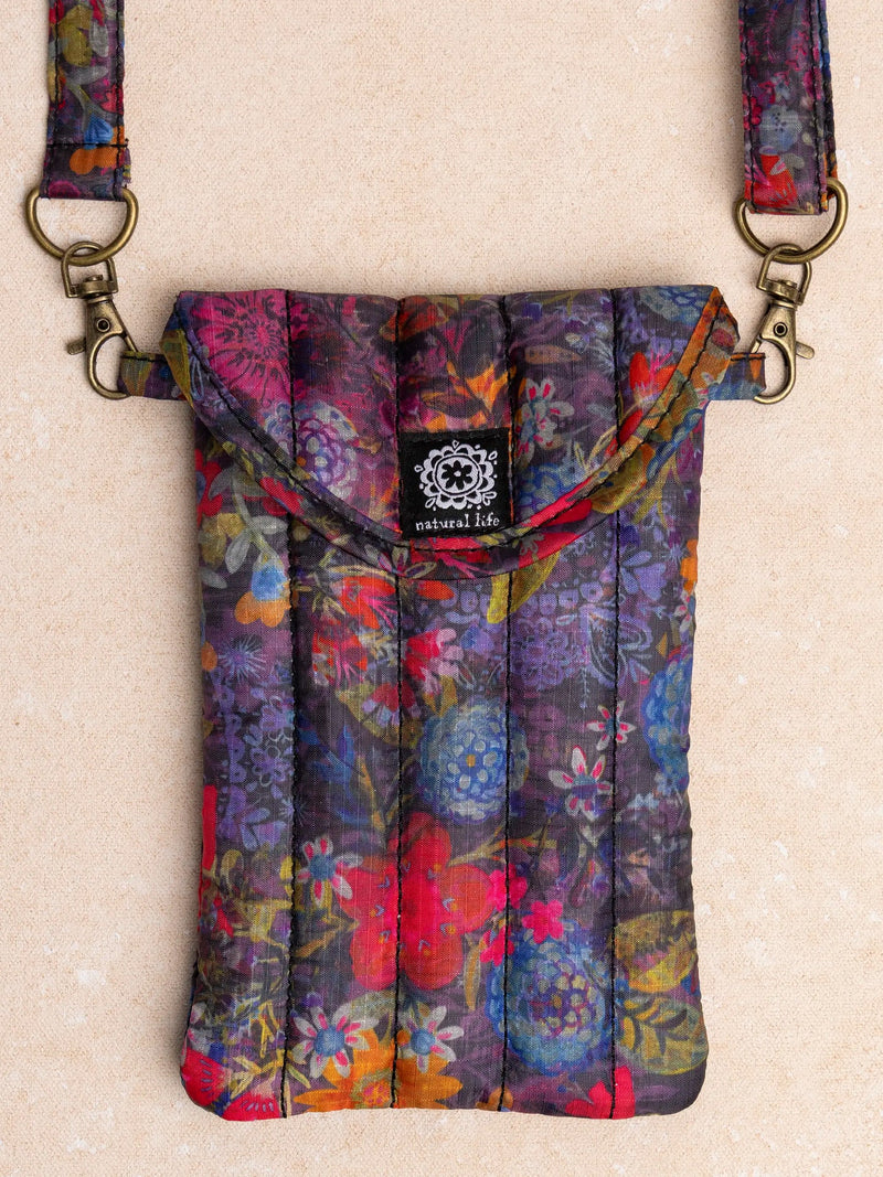 Natural Life® Puffy Phone Pouch - Dark Floral Garden
