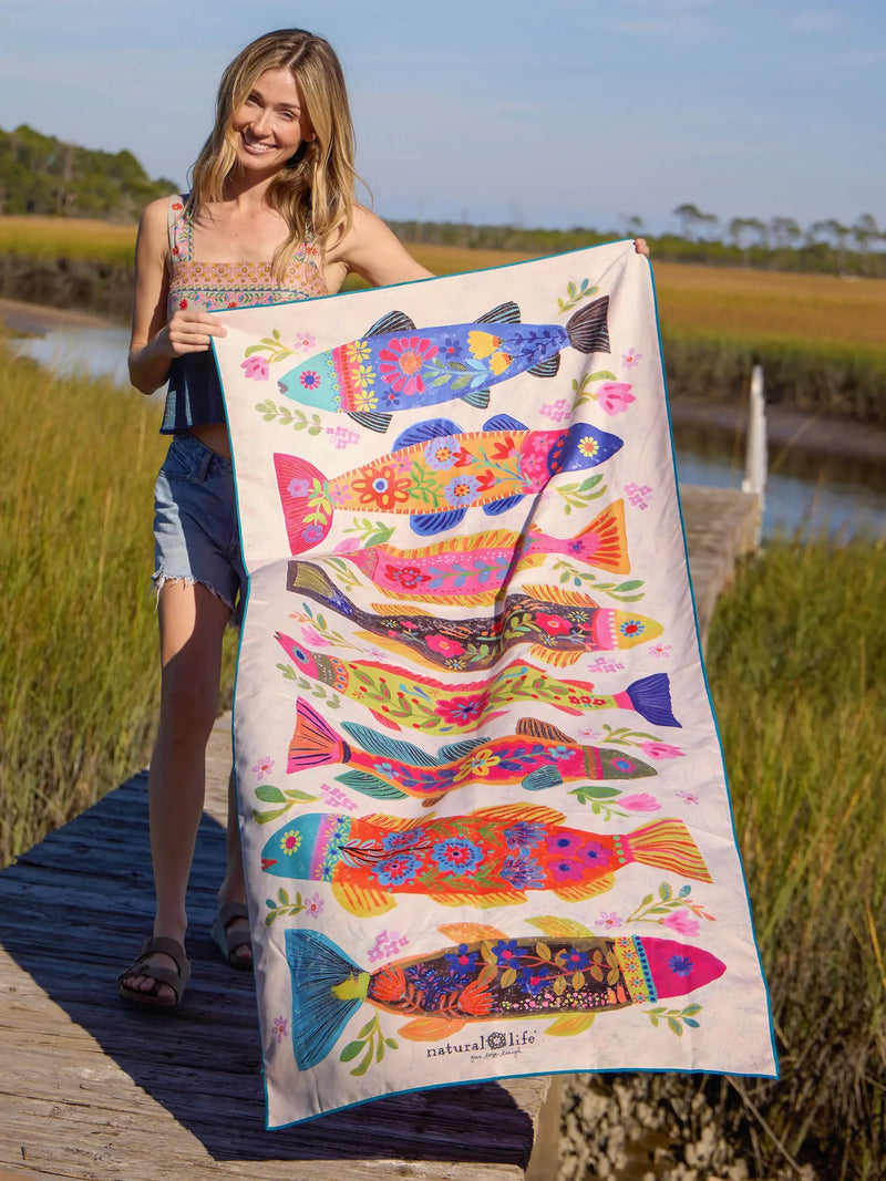 Natural Life - Double-Sided Microfiber Beach Towel - Fish