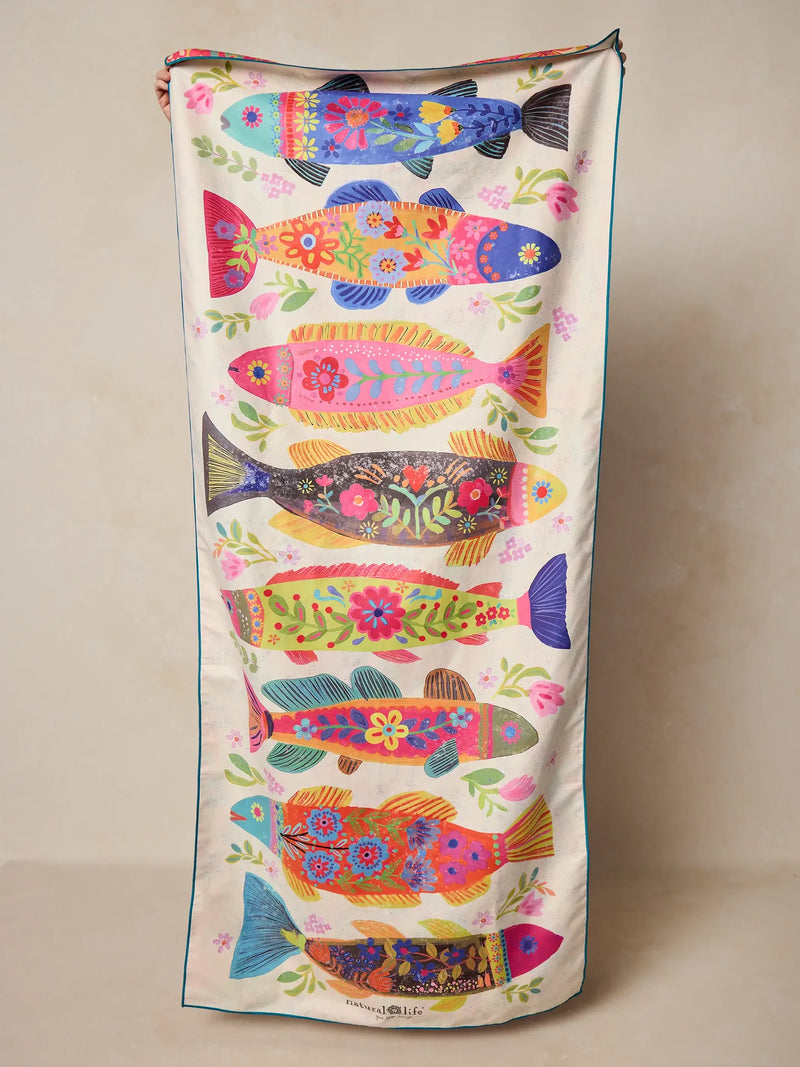 Natural Life - Double-Sided Microfiber Beach Towel - Fish