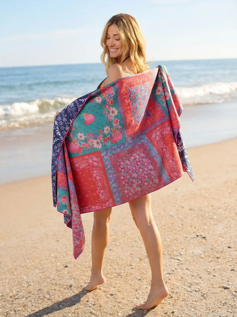 Natural Life - Double-Sided Microfiber Beach Towel - Diamond Bandana Navy