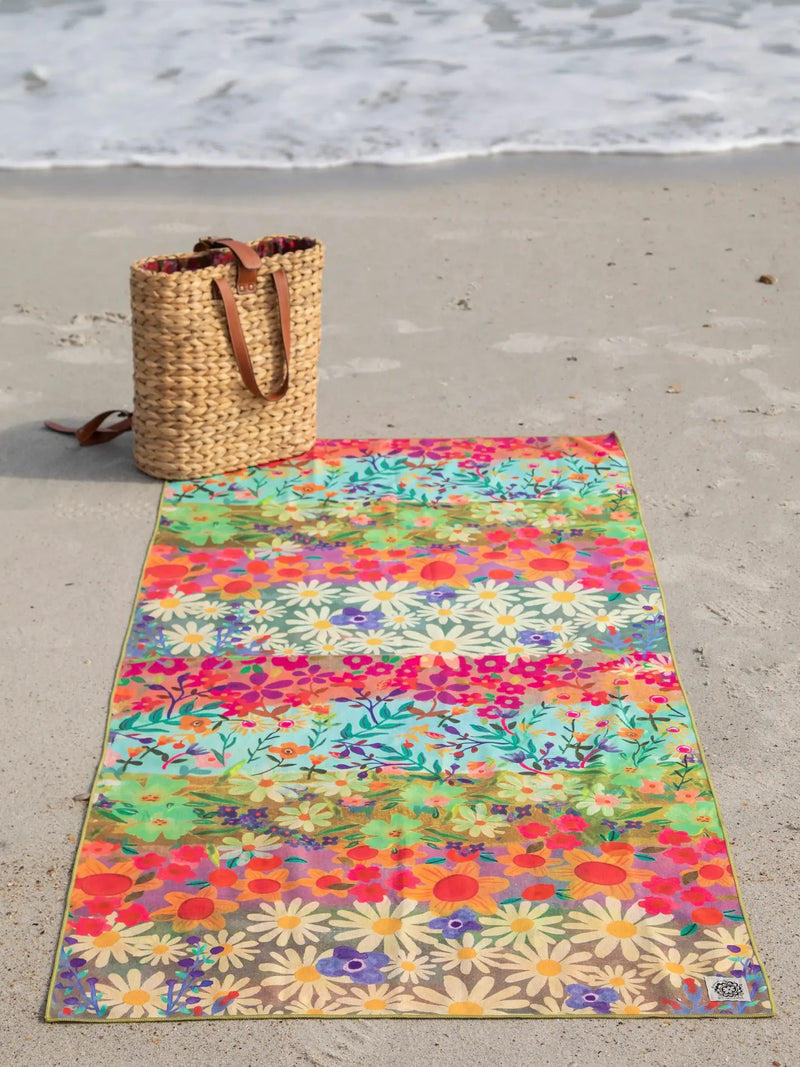 Natural Life - Double-Sided Microfiber Beach Towel - Teal Happy Place