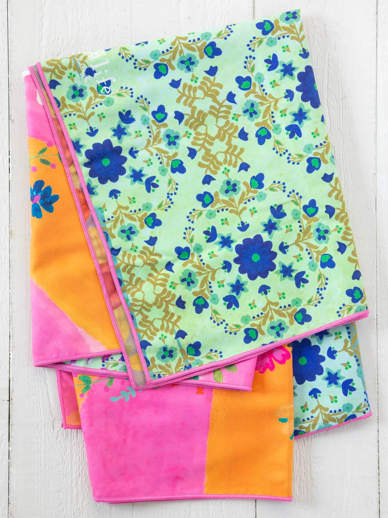 Natural Life - Double-Sided Microfiber Beach Towel - Teal Happy Place