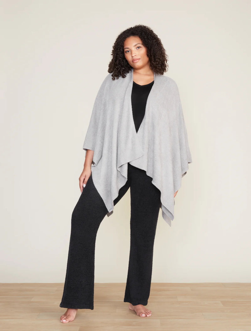 Barefoot Dreams Cozy Chic light Heathered Weekend Wrap Black