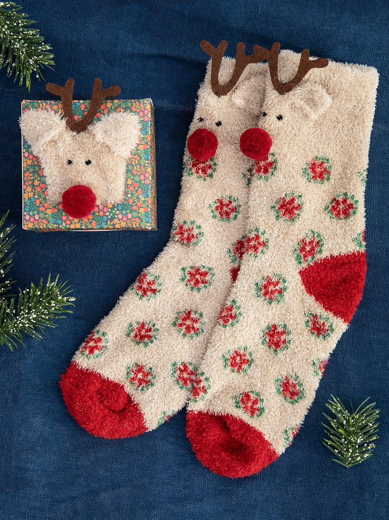 Natural Life Boxed Cozy Critter Socks - Reindeer