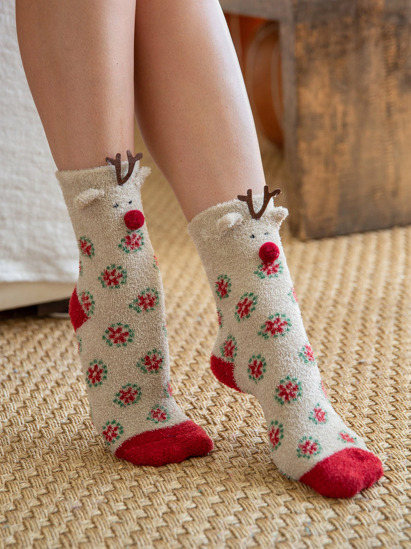 Natural Life Boxed Cozy Critter Socks - Reindeer