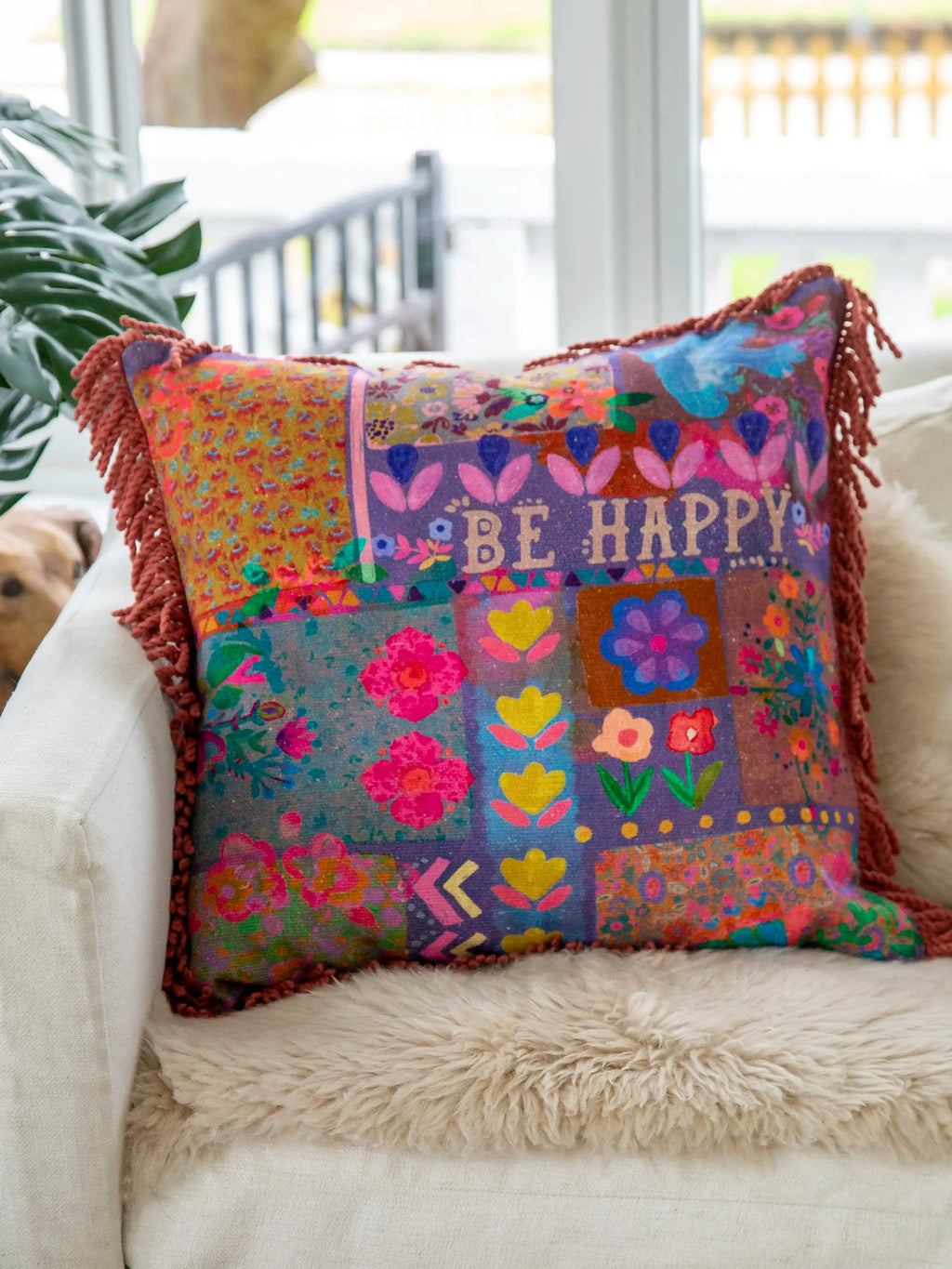 Natural Life® Bungalow Pillow - Be Happy