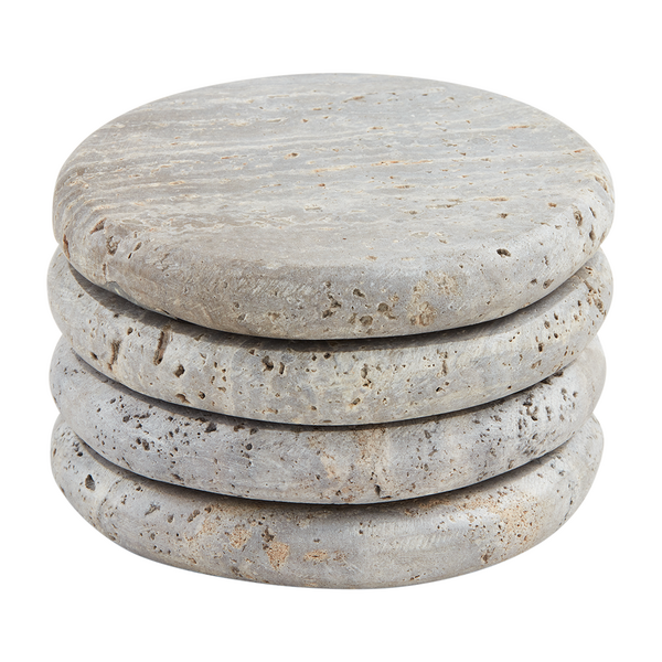 Mud Pie Gray Travertine Coaster Set