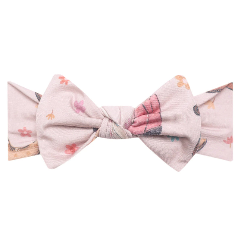 Copper Pearl Knit Headband Bow (Assorted Prints)