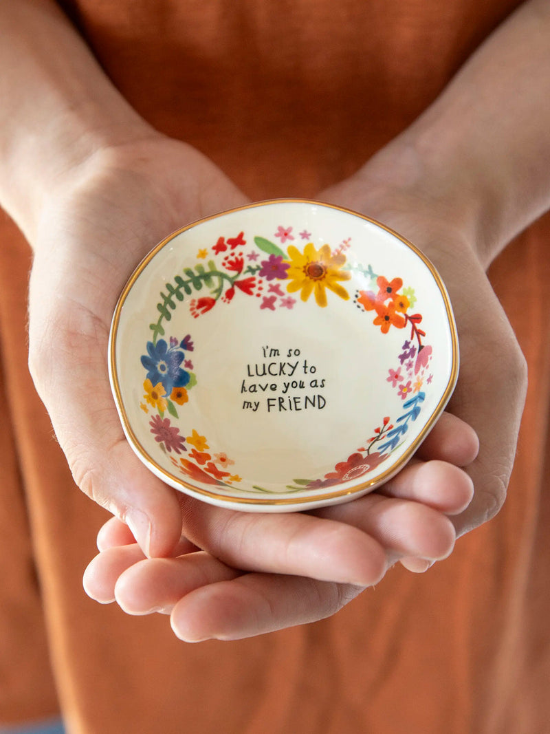 Natural Life Ceramic Perfect Little Trinket Bowl - Lucky Friend