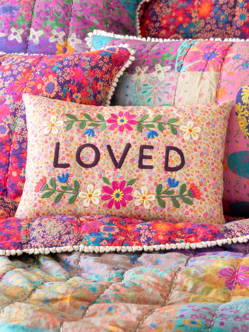 Natural Life® Embroidered Giving Pillow - Loved