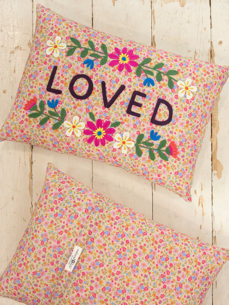 Natural Life® Embroidered Giving Pillow - Loved