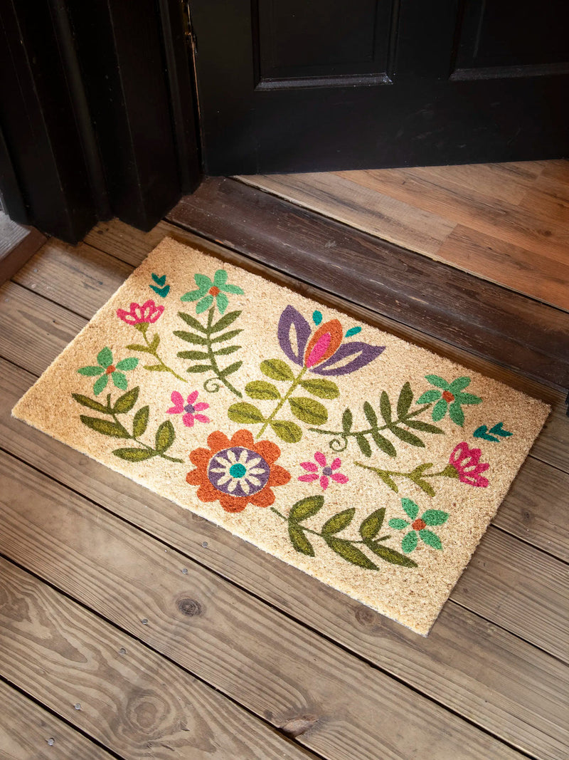 Natural Life Bungalow Doormat - White Folk Flower