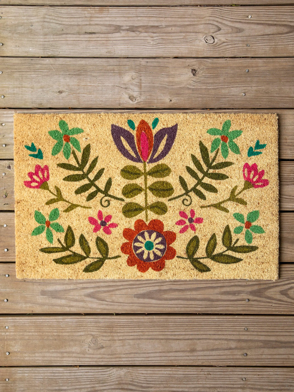 Natural Life Bungalow Doormat - White Folk Flower