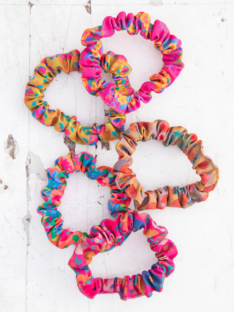 Natural Life® Mixed Print Scrunchies, Set of 5 - Pink Floral