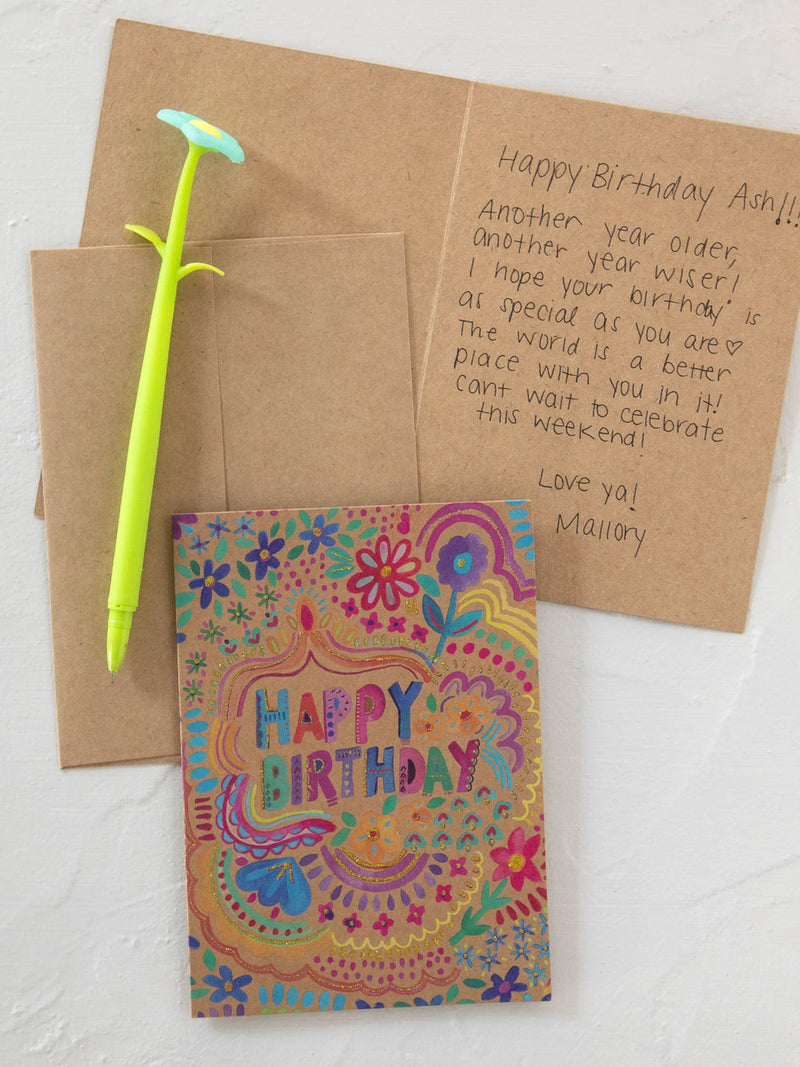 Natural Life Greeting Card Bundle, Set of 3 - Happy Birthday Floral