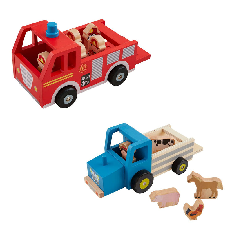 Mud Pie Wood Firetruck Set