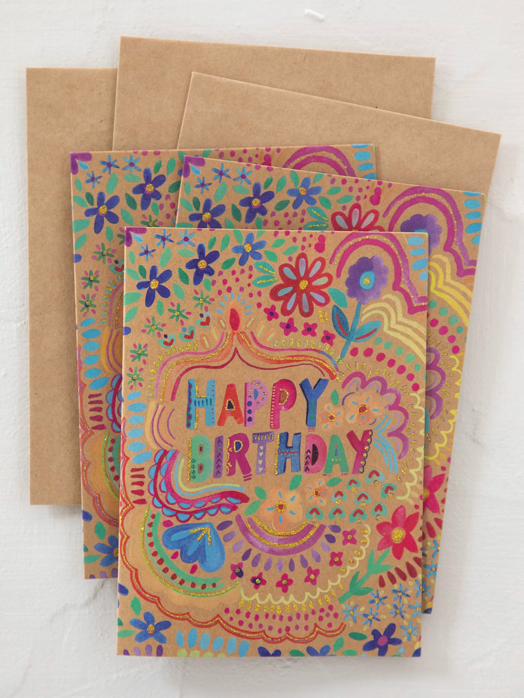 Natural Life Greeting Card Bundle, Set of 3 - Happy Birthday Floral
