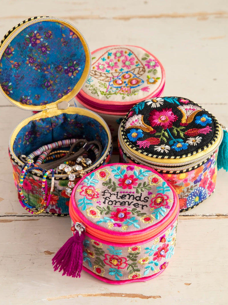 Natural Life® Embroidered Jewelry Case - Black Folk Flower