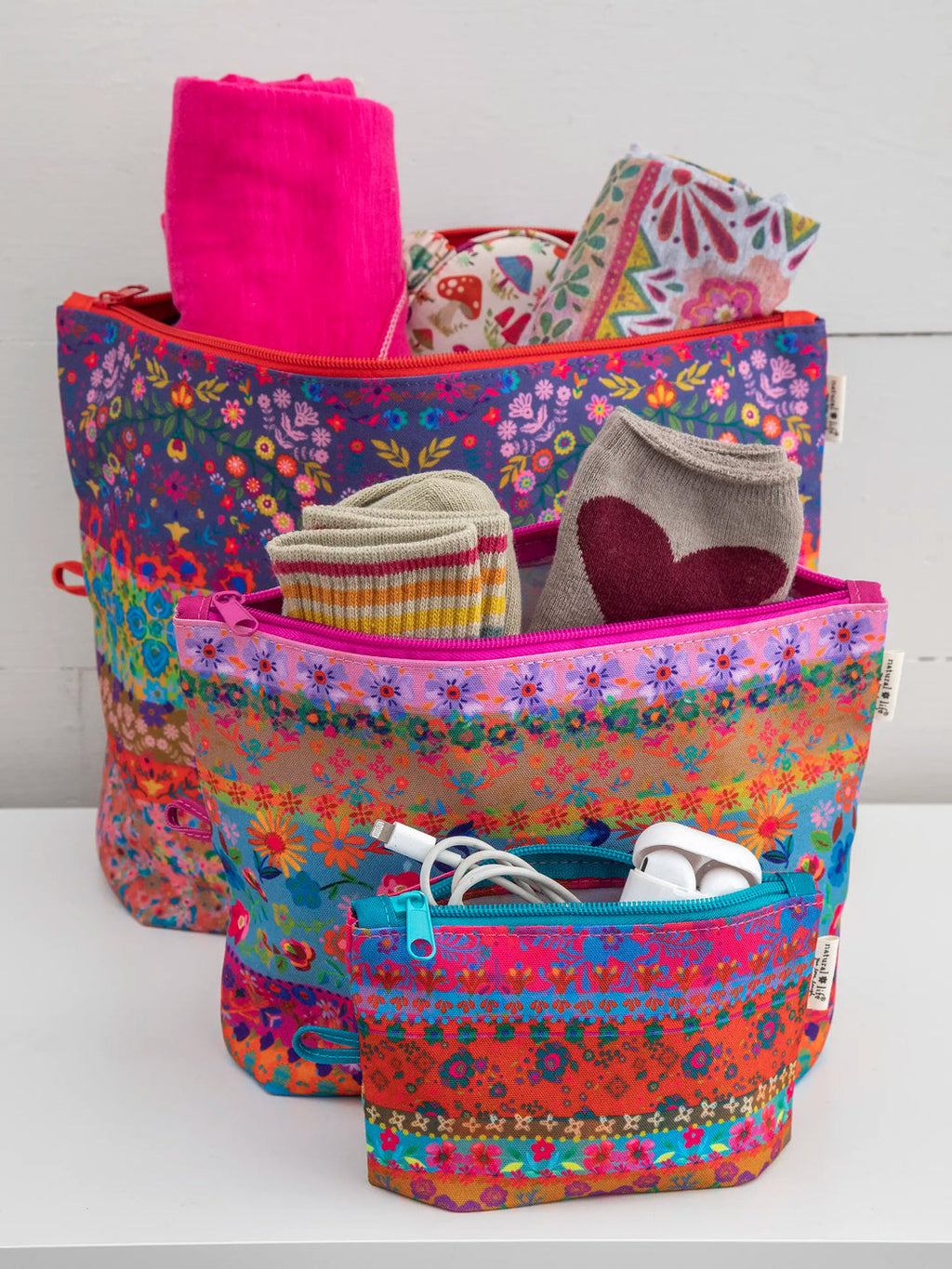 Natural Life® Anything & Everything Pouches, Set of 3 -  Border Print