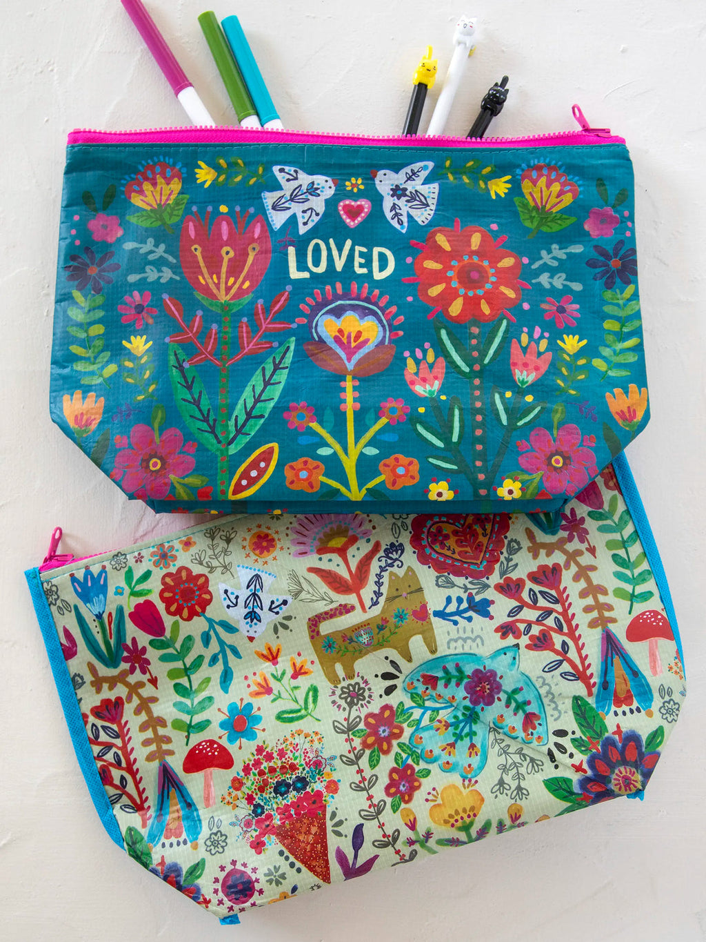 Natural Life® Recycled Zipper Pouch - Teal Loved