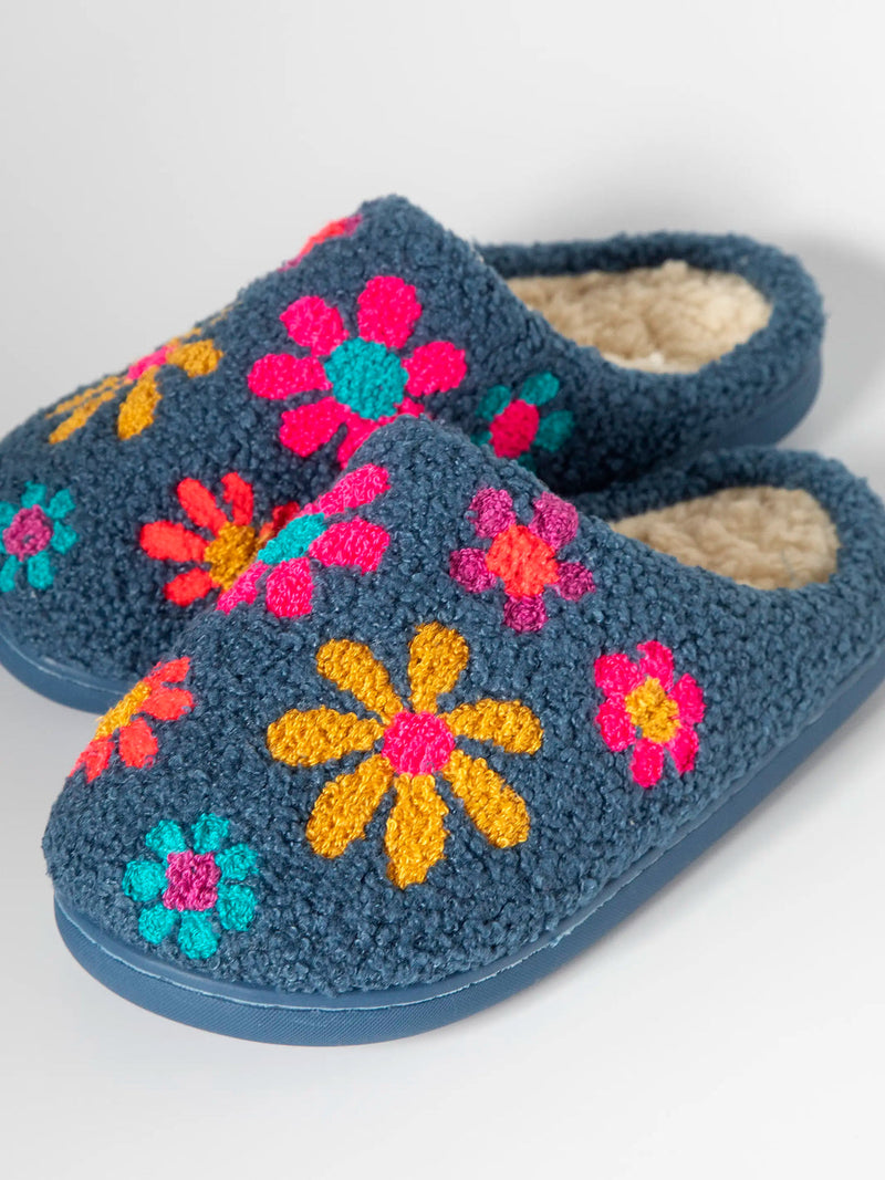 Natural Life Icon Sherpa Slippers - Blue Daisy