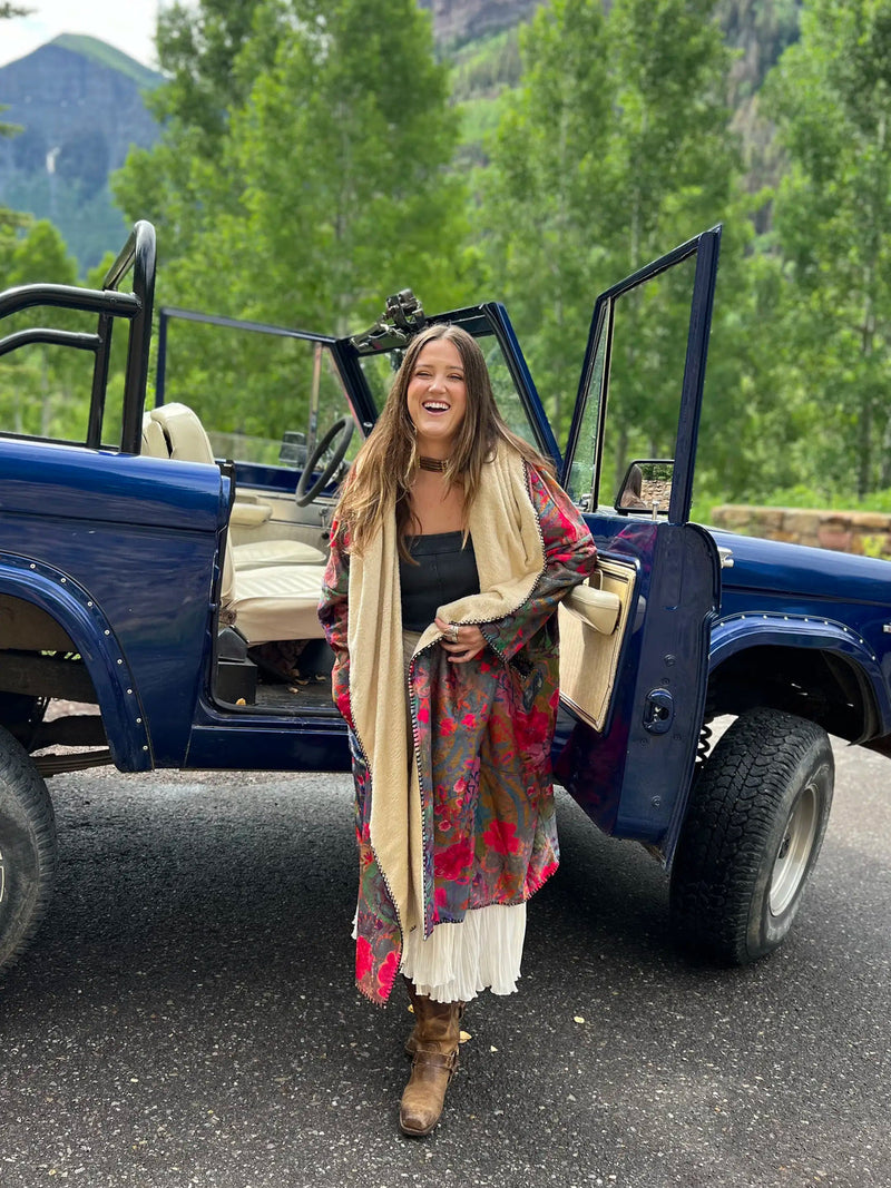 Natural Life Long Blanket Kimono Medallion Arch AnnePaige