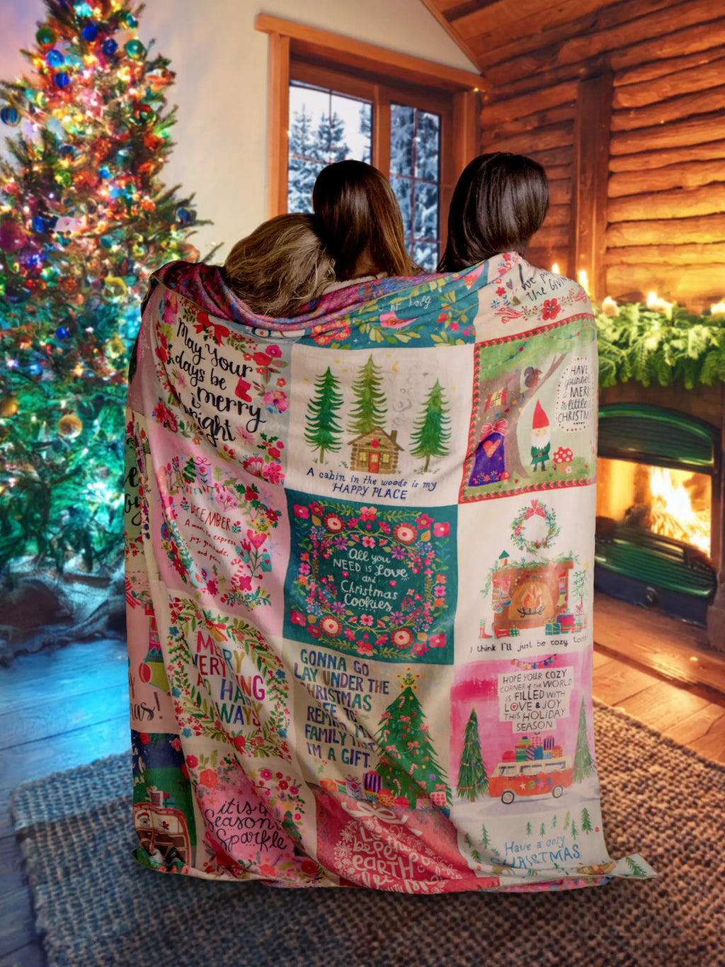 Natural Life XL Double-Sided Cozy Blanket - Holiday Chirps