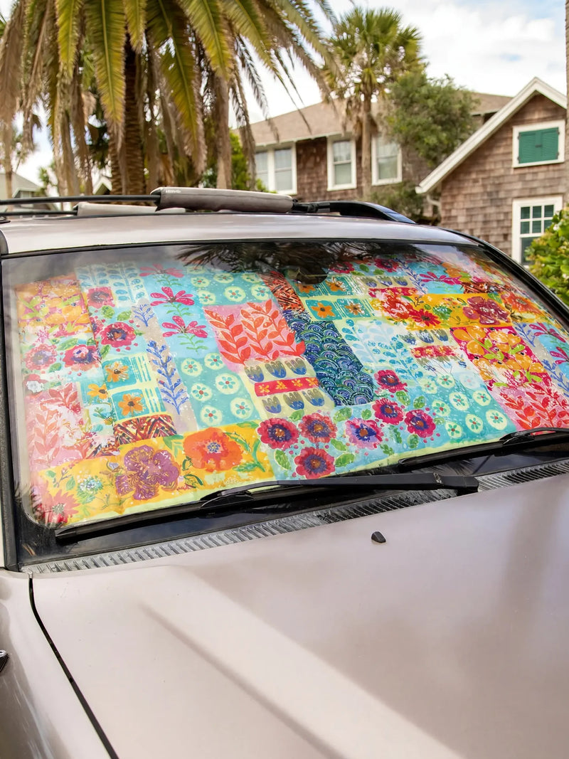 Natural Life® Car Sun Shade - Turquoise Patchwork