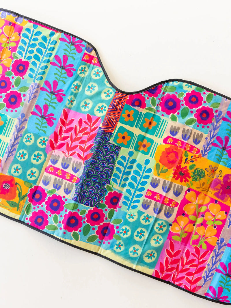 Natural Life® Car Sun Shade - Turquoise Patchwork