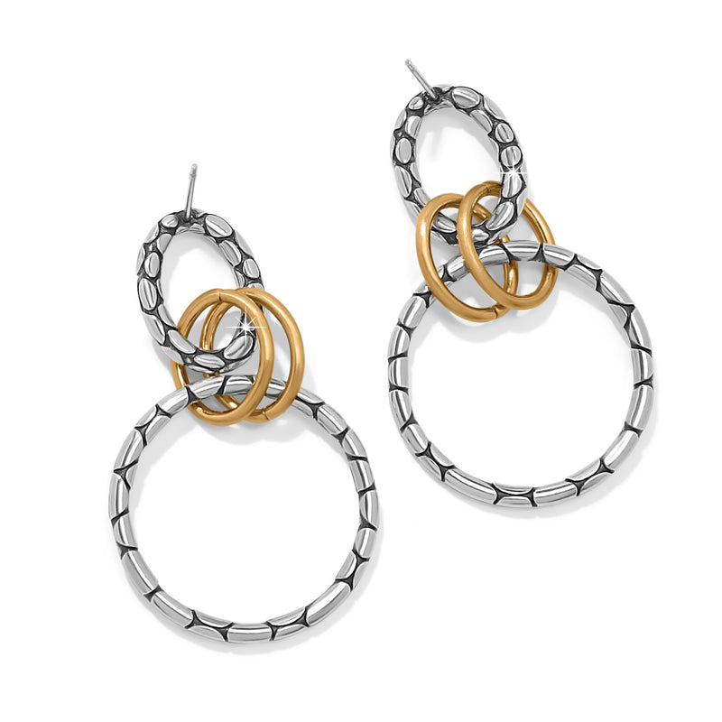 Brighton Pebble Link Two Tone Post Drop Earrings