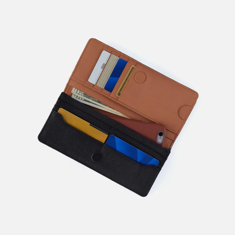 HOBO Hutton Large Wallet - Micrograin Leather | Black