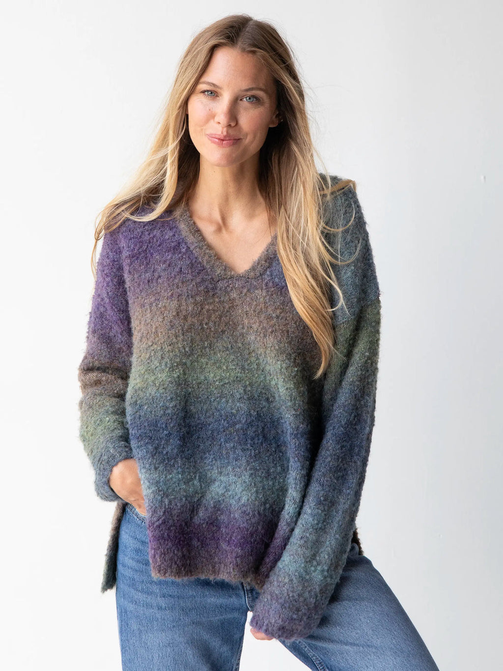 Natural Life Snuggle Up V-Neck Sweater - Navy