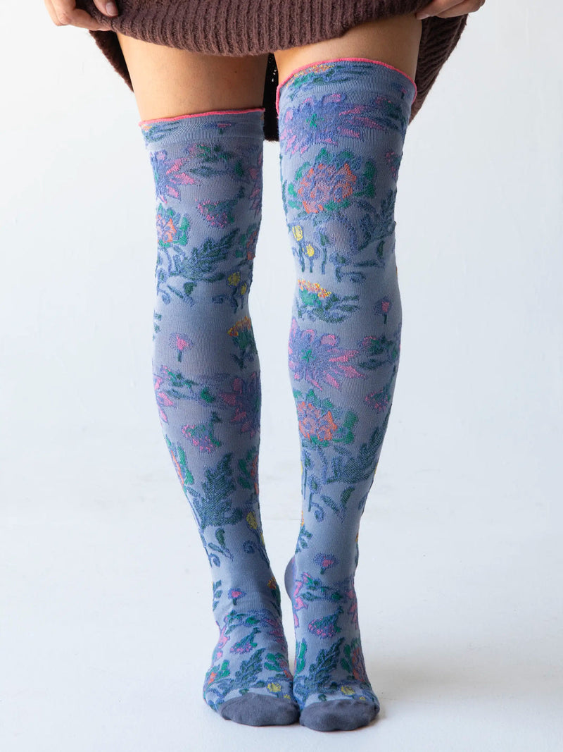 Natural Life Blossom Knee-High Sock & Scrunchie Set - Denim