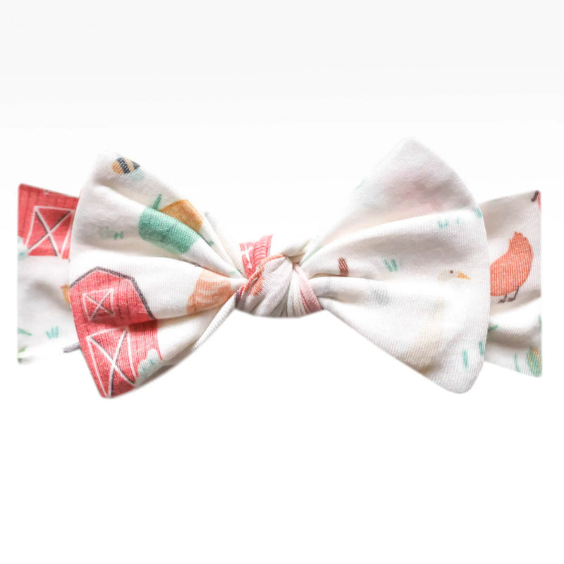 Copper Pearl Knit Headband Bow (Assorted Prints)