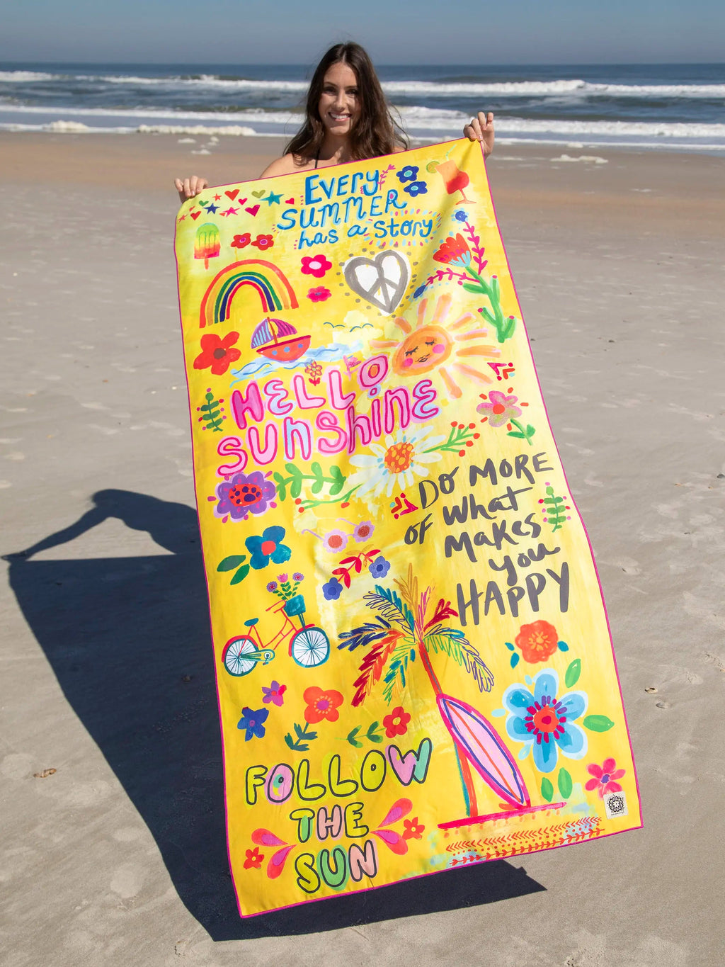 Natural Life - Double-Sided Microfiber Beach Towel - Yellow Hello Sunshine