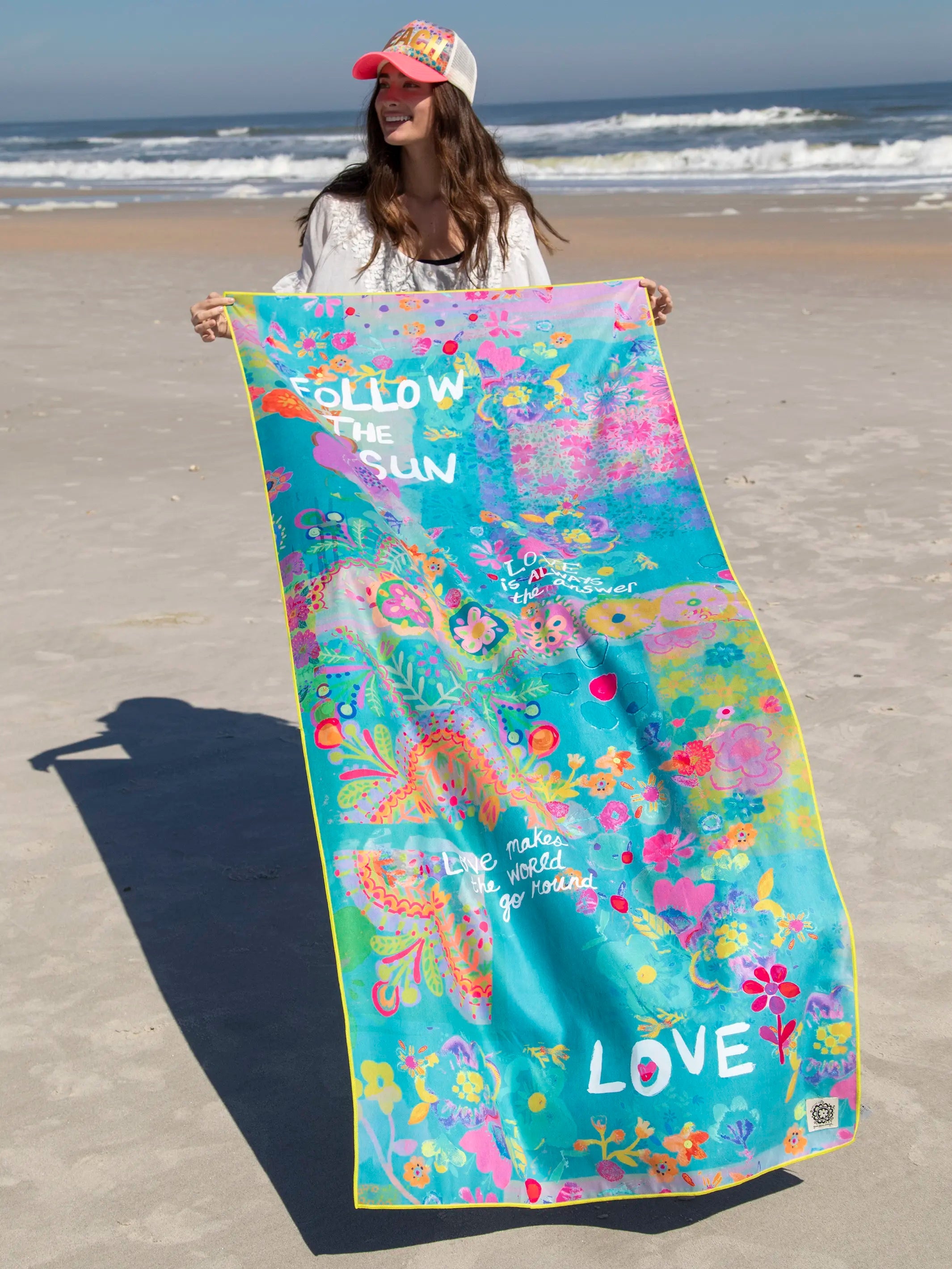 Natural Life - Double-Sided Microfiber Beach Towel - Teal Follow