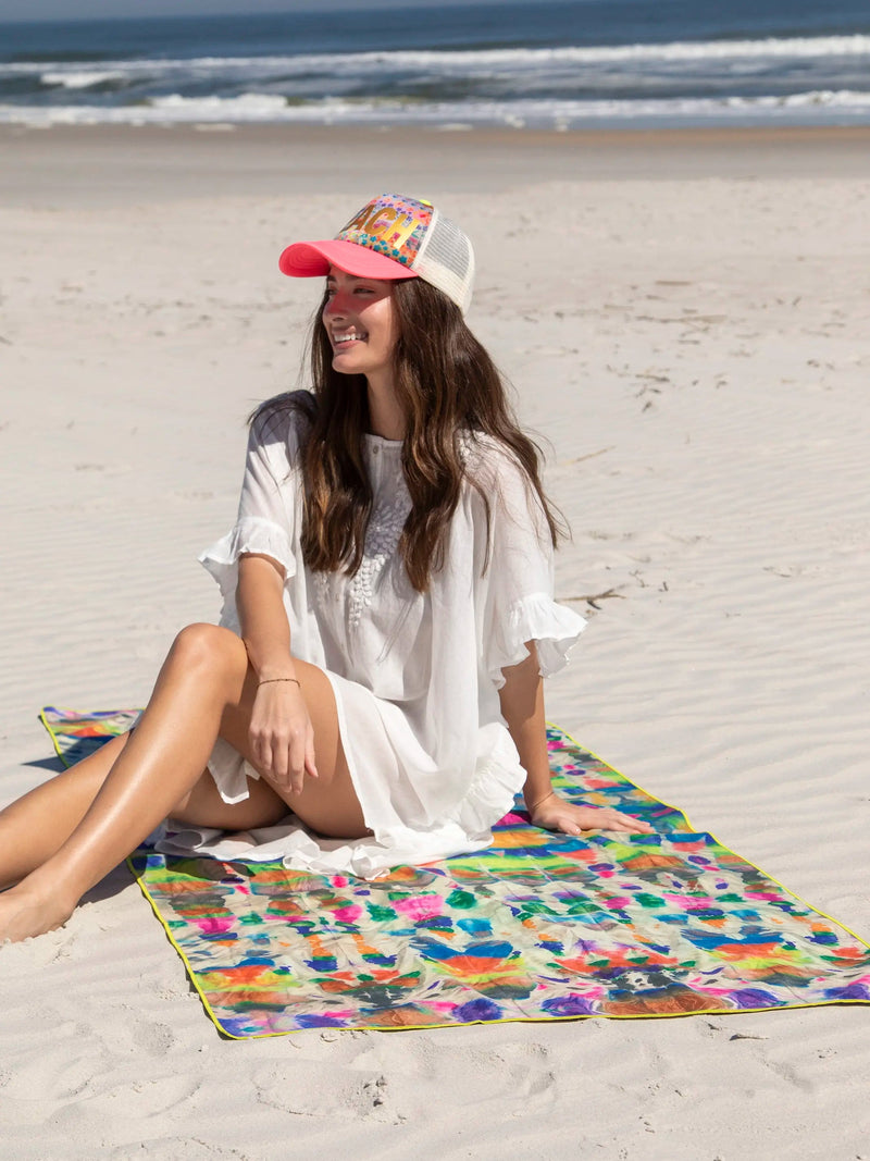 Natural Life - Double-Sided Microfiber Beach Towel - Teal Follow The Sun