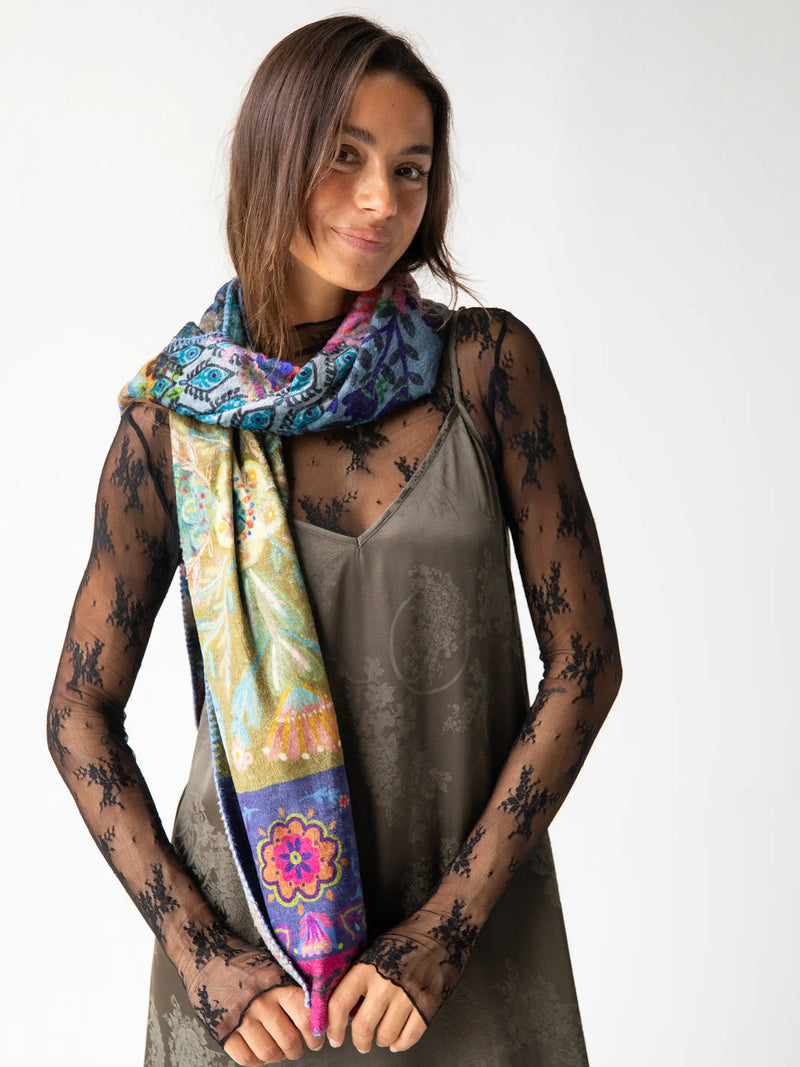 Natural Life Cozy Blanket Scarf - Mandala Borders Patchwork