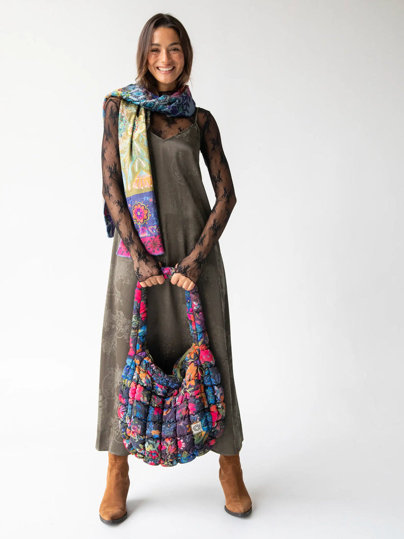 Natural Life Cozy Blanket Scarf - Mandala Borders Patchwork