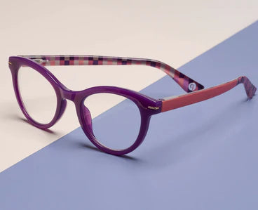 Peepers Readers - Daphne - Purple/Coral Check (with Blue Light Focus™ Eyewear Lenses)