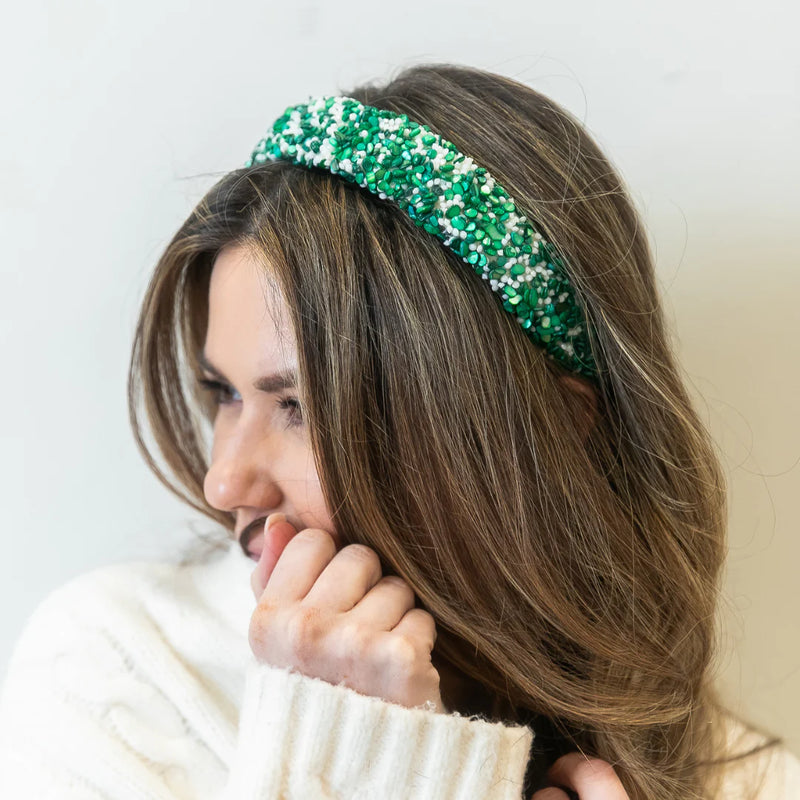 Headbands of Hope - All That Glitters Headband - Green + White